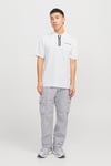 Jack & Jones Core Jcofusion Pamuklu Regular Fit Yarım Fermuarlı Erkek Polo Yaka T Shirt 12273127 BEYAZ
