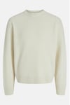 Jack & Jones Core Jcogrid Pamuklu Relaxed Fit Bisiklet Yaka Erkek Kazak 12283169 KREM
