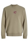 Jack & Jones Core Jcovibrant Pamuklu Regular Fit Sırt Baskılı Erkek Sweat 12277749 YAĞ YEŞİLİ