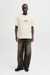 Jack & Jones Core Logolu Pamuklu Regular Fit Bisiklet Yaka Erkek T Shirt 12289868 KREM