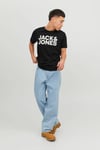 Jack & Jones Essentials Jjecorp Pamuklu Slim Fit Bisiklet Yaka Erkek T Shirt 12151955 SİYAH-BEYAZ
