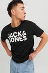 Jack & Jones Essentials Jjecorp Pamuklu Slim Fit Bisiklet Yaka Erkek T Shirt 12151955 SİYAH-BEYAZ