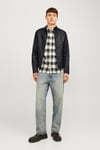 Jack & Jones Essentials Jjedylan Regular Fit Dik Yaka Fermuarlı Erkek Deri Ceket 12261195 SİYAH