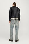 Jack & Jones Essentials Jjedylan Regular Fit Dik Yaka Fermuarlı Erkek Deri Ceket 12261195 SİYAH
