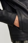 Jack & Jones Essentials Jjedylan Regular Fit Dik Yaka Fermuarlı Erkek Deri Ceket 12261195 SİYAH