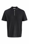 Jack & Jones Essentials Jjeemil Pamuklu Fermuarlı Erkek Polo Yaka T Shirt 12288260 SİYAH