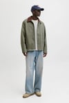 Jack  &Jones Essentials Jjegraham Pamuklu Regular Fit Kadife Yaka Erkek Mont 12288889 HAKİ