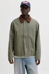 Jack  &Jones Essentials Jjegraham Pamuklu Regular Fit Kadife Yaka Erkek Mont 12288889 HAKİ