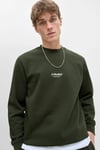 Jack & Jones Essentials Jjesoho Pamuklu Regular Fit Bisiklet Yaka Erkek Sweat 12278791 KOYU YEŞİL