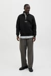 Jack & Jones Essentials Jjesoho Pamuklu Regular Fit Fermuarlı Dik Yak Erkek Sweat 12278793 SİYAH