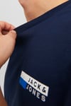 Jack & Jones Essentials Pamuklu Slim Fit Bisiklet Yaka Erkek T Shirt 12233999 LACİVERT-MAVİ