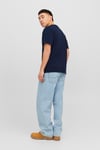 Jack & Jones Essentials Pamuklu Slim Fit Bisiklet Yaka Erkek T Shirt 12233999 LACİVERT-MAVİ