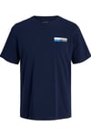 Jack & Jones Essentials Pamuklu Slim Fit Bisiklet Yaka Erkek T Shirt 12233999 LACİVERT-MAVİ
