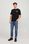 Jack & Jones Essentials Pamuklu Slim Fit Bisiklet Yaka Erkek T Shirt 12233999 SİYAH-KIRMIZI