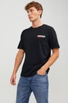 Jack & Jones Essentials Pamuklu Slim Fit Bisiklet Yaka Erkek T Shirt 12233999 SİYAH-KIRMIZI