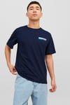 Jack & Jones Essentials Pamuklu Slim Fit Bisiklet Yaka Erkek T Shirt 12233999 LACİVERT-MAVİ
