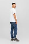 Jack & Jones Essentials Pamuklu Slim Fit Bisiklet Yaka Erkek T Shirt 12233999 BEYAZ-MAVİ