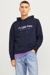 Jack & Jones Jjalvis Pamuklu Relaxed Fit Kapüşonlu Yaka Erkek Sweat 12256848 LACİVERT