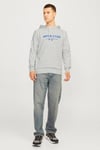 Jack & Jones Jjalvis Pamuklu Relaxed Fit Kapüşonlu Yaka Erkek Sweat 12256848 AÇIK GRİ