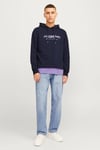 Jack & Jones Jjalvis Pamuklu Relaxed Fit Kapüşonlu Yaka Erkek Sweat 12256848 LACİVERT