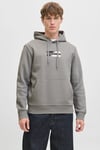 Jack & Jones Jjcorp Pamuklu Logolu Regular Fit Kapüşonlu Erkek Sweat 12268422 GRİ