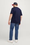 Jack & Jones Jjepaulos Büyük Beden Bisiklet Yaka Pamuklu Erkek T Shirt 12253778 LACİVERT