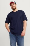 Jack & Jones Jjepaulos Büyük Beden Bisiklet Yaka Pamuklu Erkek T Shirt 12253778 LACİVERT