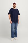 Jack & Jones Jjepaulos Büyük Beden Bisiklet Yaka Pamuklu Erkek T Shirt 12253778 LACİVERT