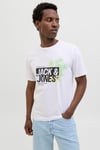 Jack & Jones Jjjaxon Pamuklu Regular Fit Logo Baskılı Erkek T Shirt 12269390 BEYAZ