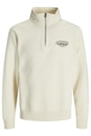 Jack & Jones Jjmakoto Pamuklu Regular Fit Fermuarlı Dik Yaka Erkek Sweat 12278608 KREM
