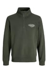 Jack & Jones Jjmakoto Pamuklu Regular Fit Fermuarlı Dik Yaka Erkek Sweat 12278608 KOYU YEŞİL