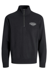 Jack & Jones Jjmakoto Pamuklu Regular Fit Fermuarlı Dik Yaka Erkek Sweat 12278608 SİYAH