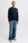 Jack & Jones Jjmakoto Regular Fit Bisiklet Yaka Erkek Sweat 12278601 LACİVERT