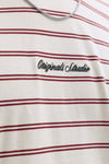 Jack & Jones Originals Çizgili Pamuklu Relaxed Fit Bisiklet Yaka Erkek T Shirt 12291021 BEYAZ-BORDO