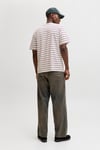 Jack & Jones Originals Çizgili Pamuklu Relaxed Fit Bisiklet Yaka Erkek T Shirt 12291021 BEYAZ-BORDO