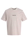 Jack & Jones Originals Çizgili Pamuklu Relaxed Fit Bisiklet Yaka Erkek T Shirt 12291021 BEYAZ-BORDO
