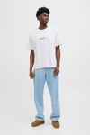 Jack & Jones Originals Jorislington Pamuklu Oversize Fit Bisiklet Yaka Erkek T Shirt 12273157 BEYAZ