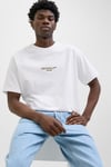Jack & Jones Originals Jorislington Pamuklu Oversize Fit Bisiklet Yaka Erkek T Shirt 12273157 BEYAZ
