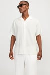 Jack & Jones Originals Jorluke Pamuklu Relaxed Fit Kısa Kollu Poplin Erkek Gömlek 12255781 BEYAZ