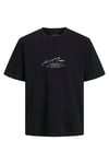 Jack & Jones Originals Jormanchester % 100 Pamuk Loose Fit Baskılı Erkek T Shirt 12273373 SİYAH