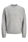 Jack & Jones Originals Jorollie Yün Karışımlı Relaxed Fit Bisiklet Yaka Örme Erkek Kazak 12215468 AÇIK GRİ