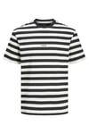 Jack & Jones Originals Jorvesterbro % 100 Pamuk Relaxed Fit Çizgili Erkek T Shirt 12265748 SİYAH-BEYAZ