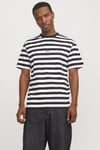 Jack & Jones Originals Jorvesterbro % 100 Pamuk Relaxed Fit Çizgili Erkek T Shirt 12265748 SİYAH-BEYAZ