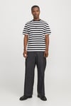 Jack & Jones Originals Jorvesterbro % 100 Pamuk Relaxed Fit Çizgili Erkek T Shirt 12265748 SİYAH-BEYAZ