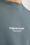 Jack & Jones Originals Jorvesterbro Bisiklet Yaka Relaxed Fit Erkek Sweat 12241694 KOYU GRİ
