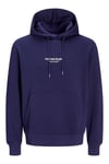 Jack & Jones Originals Jorvesterbro Pamuklu Kapüşonlu Relaxed Fit Erkek Sweat 12241687 LACİVERT