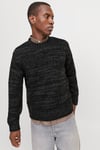 Jack & Jones Originals Jorwinter Relaxed Fit Bisiklet Yaka Kırçıllı Erkek Kazak 12277985 SİYAH