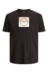 Jack & Jones Plus Büyük Beden Baskılı Regular Fit Bisiklet Yaka Erkek T Shirt 12298472 SİYAH