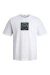Jack & Jones Plus Büyük Beden Baskılı Regular Fit Bisiklet Yaka Erkek T Shirt 12298472 BEYAZ