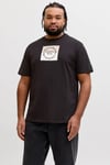 Jack & Jones Plus Büyük Beden Baskılı Regular Fit Bisiklet Yaka Erkek T Shirt 12298472 SİYAH